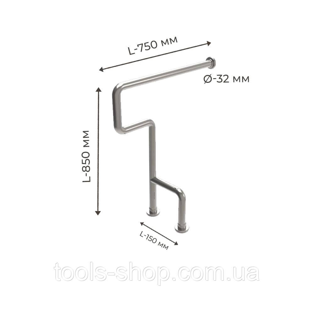 Поручень для людей з інвалідністю (МГН) правий і лівий підлоговий INVO для туалету з 2 опорами, фото 1