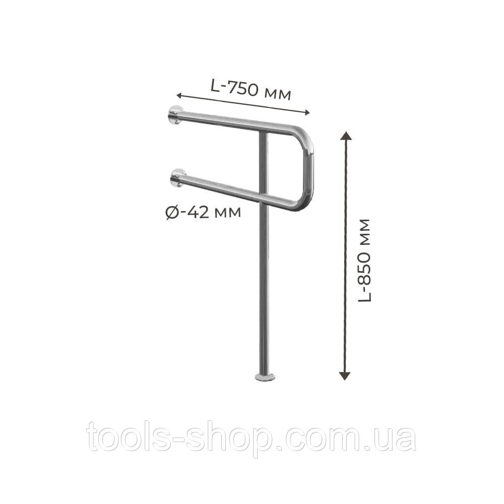 Поручень для людей з інвалідністю (МГН) правий і лівий підлоговий INVO для туалету з 2 опорами, фото 1
