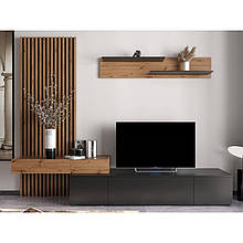 Вітальня (стінка) Ребека Плюс з ЛДСП Дуб артизан / Чорний Gerbor