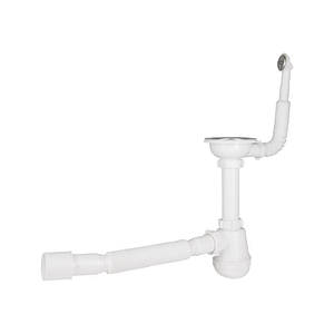 Сифон для кухонної мийки Lidz (WHI) LK14, колбовий з круглим переливом (вихід 50 мм)