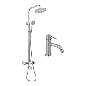 Акційний набір: Lidz Aria 0011F Змішувач для раковини (k35) Nickel + Lidz Aria 1031 Душова система на 3 споживачі (з виливом)