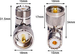 Перехідник кутовий PL259 UHF male female