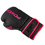 Боксерські рукавиці PowerPlay 3024 Рожеві 10 унцій (283г.) для спортсменів від 8 років до 60 кг., фото 4