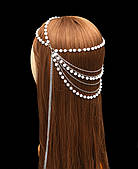 Вишукана прикраса на волосся, тіара "Kleopatra" з перлинними ланцюжками — Aushal Jewellery