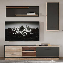 Вітальня стінка комплект Ремо Gerbor Дуб сан-ремо світлий/Антрацит (ламінована ДСП)