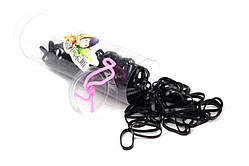 Резинка для волосся силіконові 12мм. Чорні, в колбі