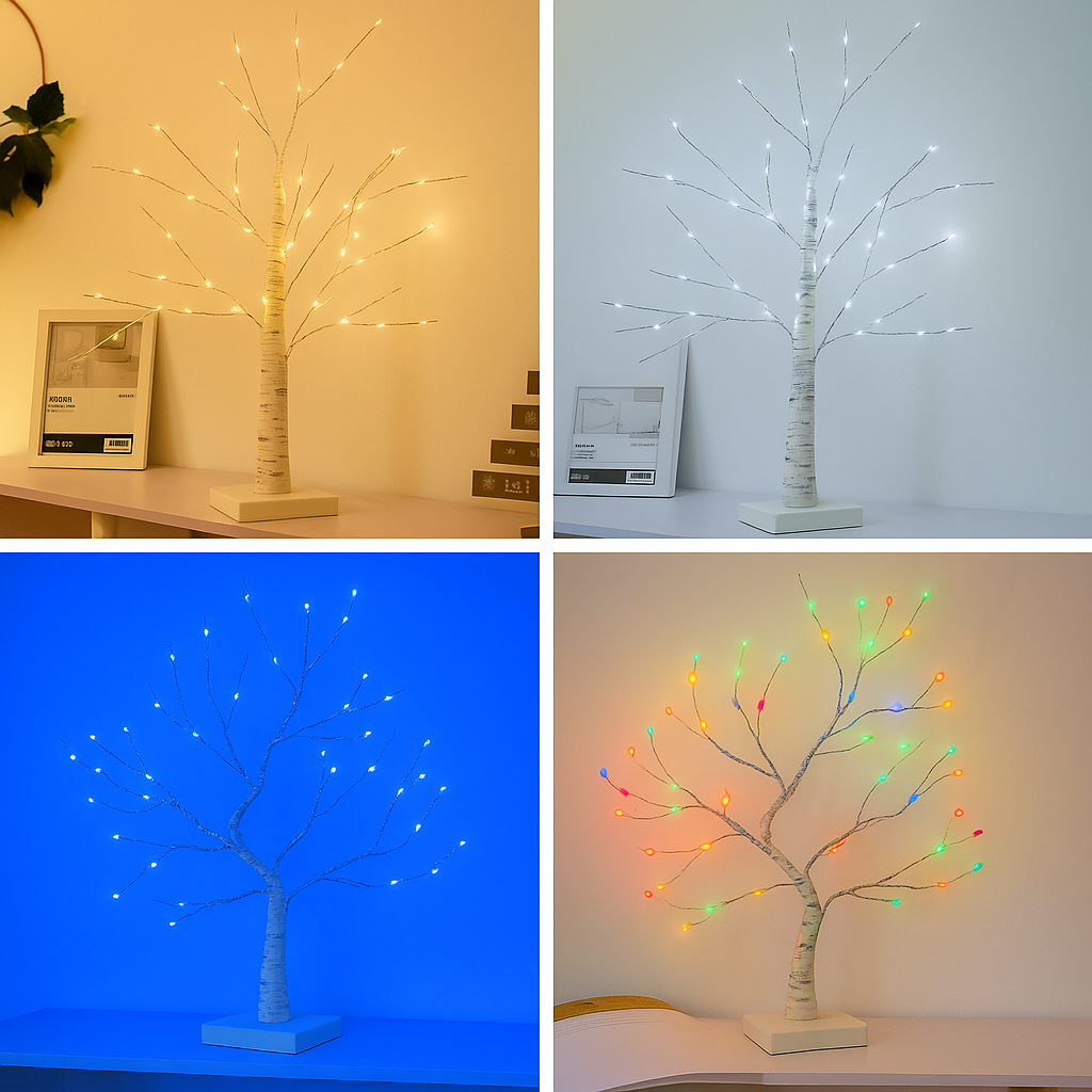 Нічник дерево Береза 60 см 108 ламп Теплий білий