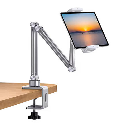 Настільний алюмінієвий тримач, пантограф для планшету чи телефону 13.5-23 см., фото 1