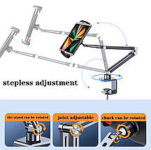 Настільний алюмінієвий тримач, пантограф для планшету чи телефону 13.5-23 см., фото 5