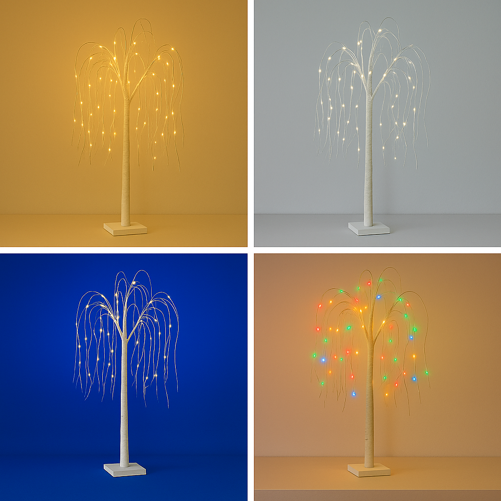 Нічник дерево Біле Верба 120 см 72 лампи