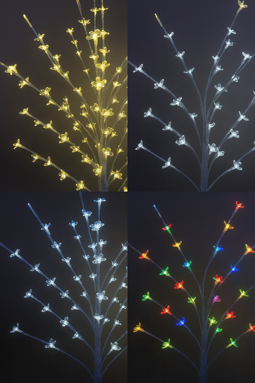 Нічник дерево Біле Сакура 150 см 215 ламп Теплий білий