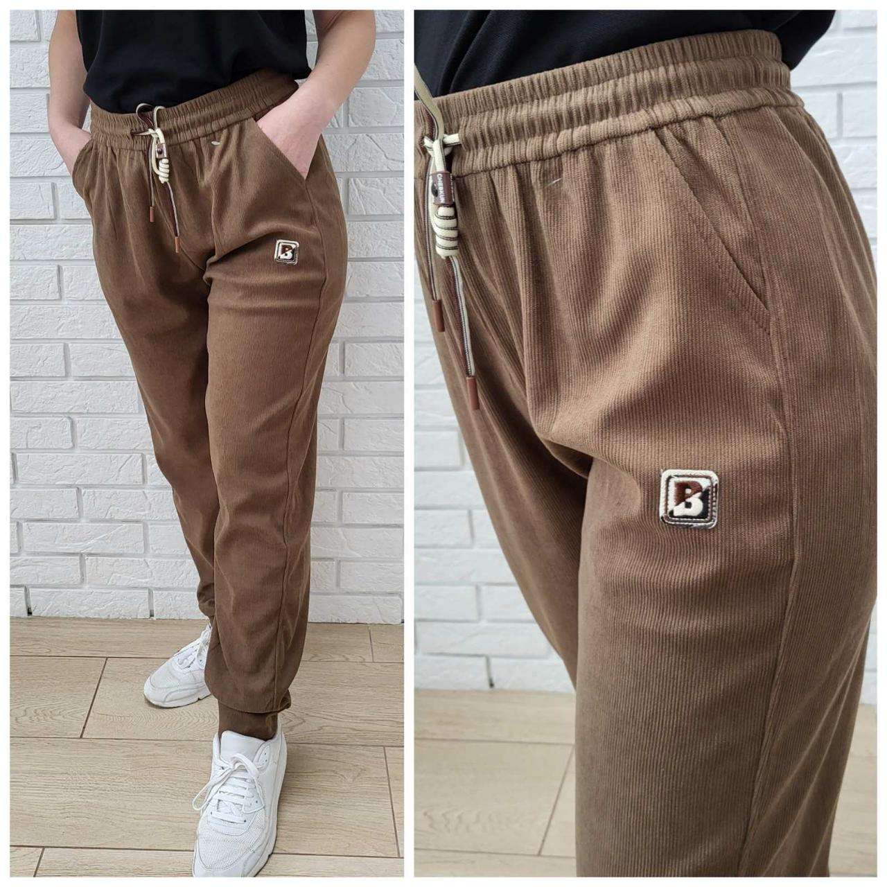 Теплі штани жіночі вельветові на хутрі 44-58 "Сlover". Стильні шани вельвет