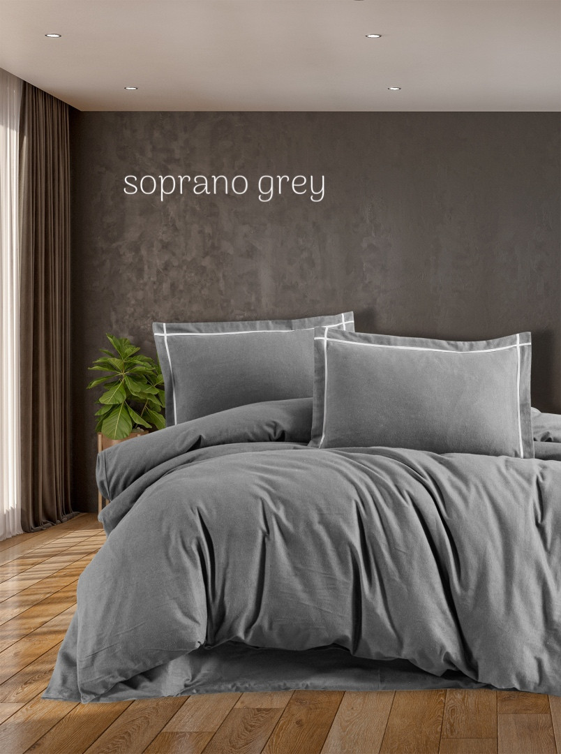 Постільна білизна фланелева First Choice євро розмір Soprano grey, фото 1