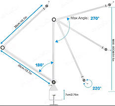 Білий настілний тримач пантограф без пружини на підшипнику для мікрофону boom arm, фото 4