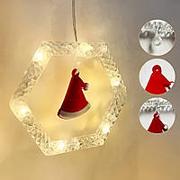 Гірлянда штора 10 ниток Шестикутники з фігурами та кульки від USB SF-50 Тепле світло