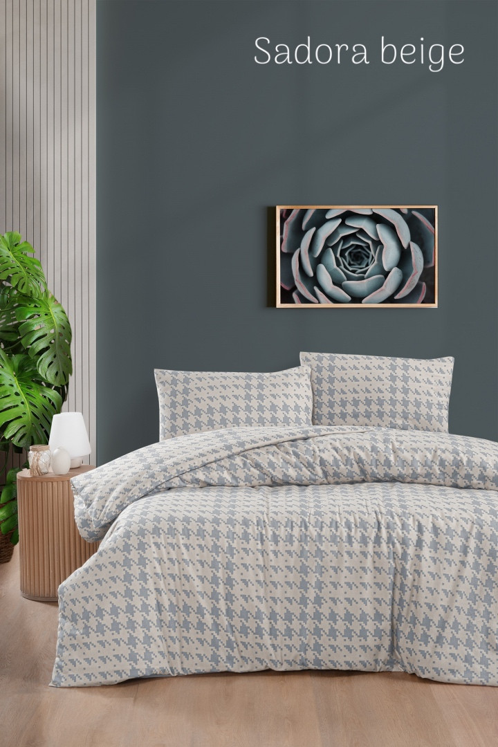 Постільна білизна фланелева First Choice євро розмір Sadora beige, фото 1