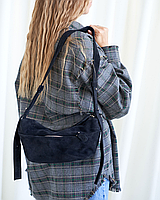 Жіноча сумка Welassie з натуральної замші на одне відділення з підкладкою чорного кольору «Сицилія»