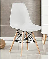 Стілець кухонний зі спинкою Bonro B-173 FULL KD білий (набір 4 шт) на дерев’яних ніжках, пластикове сидіння для кухні, дому, їдаль, фото 4