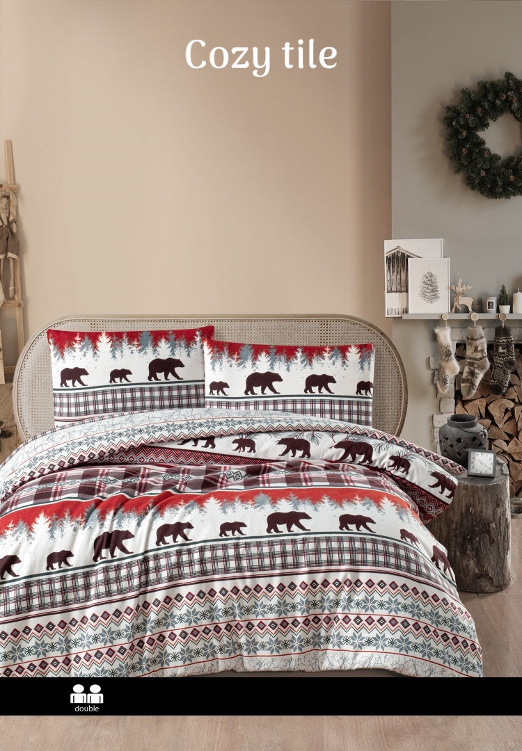 Постільна білизна фланелева First Choice євро розмір Cozy tile, фото 1