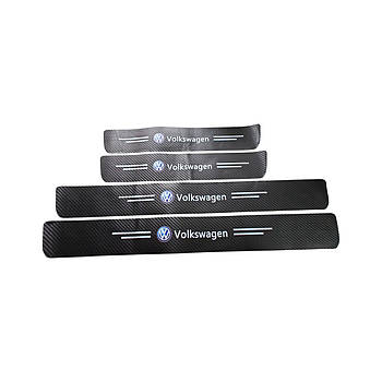 Захисна плівка накладка на пороги та бампер для Volkswagen- Чорний Карбон 4 шт