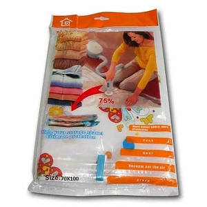 Вакуумний пакет 70×100 см для одягу, ковдр і подушок, прозорий