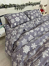 Новорічний комплект постільної білизни Сніжинки Півтораспальний, фото 3