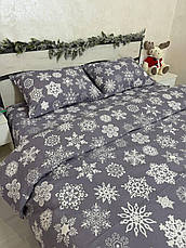 Новорічний комплект постільної білизни Сніжинки Півтораспальний, фото 4