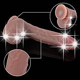 Реалістичний силіконовий фалоімітатор на присосці Erospace Natural Play Silicone Dildo D1, 21 см, фото 3