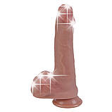 Реалістичний силіконовий фалоімітатор на присосці Erospace Natural Play Silicone Dildo D1, 21 см, фото 5