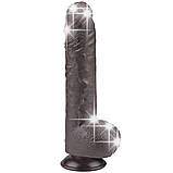 Реалістичний фалоімітатор з яєчками та ефектом живої шкіри на присосці Sliding Skin Dual Layer Dong 9,5'' Black, фото 2