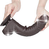 Реалістичний фалоімітатор з яєчками та ефектом живої шкіри на присосці Sliding Skin Dual Layer Dong 9,5'' Black, фото 5