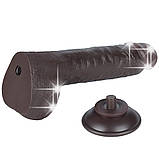 Реалістичний фалоімітатор з яєчками та ефектом живої шкіри на присосці Sliding Skin Dual Layer Dong 9,5'' Black, фото 7