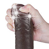 Реалістичний фалоімітатор з яєчками та ефектом живої шкіри на присосці Sliding Skin Dual Layer Dong 9,5'' Black, фото 9