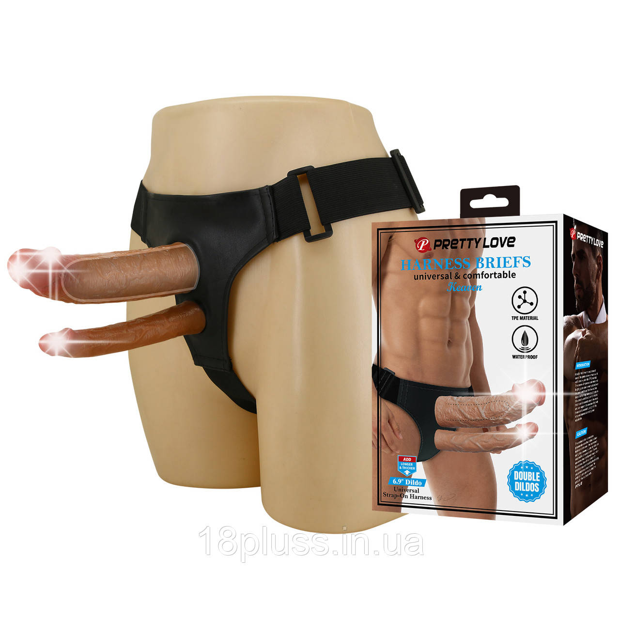 Реалістичний порожнистий страпон для чоловіків Pretty Love Harness Briefs Strap On Kearen, фото 1