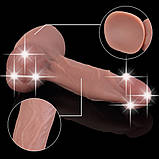 Реалістичний силіконовий фалоімітатор на присосці Erospace Natural Play Silicone Dildo D4, 21 см, фото 3