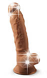 Фалоімітатор на присосці з термореактивного силікону SilexD Model 1 Dildo 7'' Caramel – новий рівень реалістичних відчуттів, фото 3