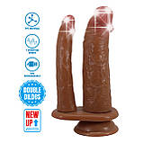 Подвійний реалістичний вібратор на присосці з 7 режимами вібрації Pretty Love Hulbert Double Dildos Latin, фото 2