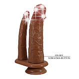 Подвійний реалістичний вібратор на присосці з 7 режимами вібрації Pretty Love Hulbert Double Dildos Latin, фото 6