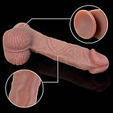 Реалістичний силіконовий фалоімітатор на присосці Erospace Natural Play Silicone Dildo D5, 22 см, фото 3