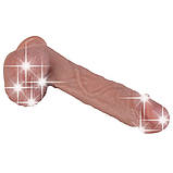 Реалістичний силіконовий фалоімітатор на присосці Erospace Natural Play Silicone Dildo D5, 22 см, фото 7