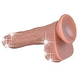 Реалістичний силіконовий фалоімітатор на присосці Erospace Natural Play Silicone Dildo D5, 22 см, фото 8
