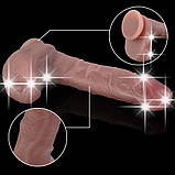Реалістичний силіконовий фалоімітатор на присосці Erospace Natural Play Silicone Dildo D2, 20.6 см, фото 3