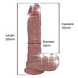 Реалістичний силіконовий фалоімітатор на присосці Erospace Natural Play Silicone Dildo D2, 20.6 см, фото 8