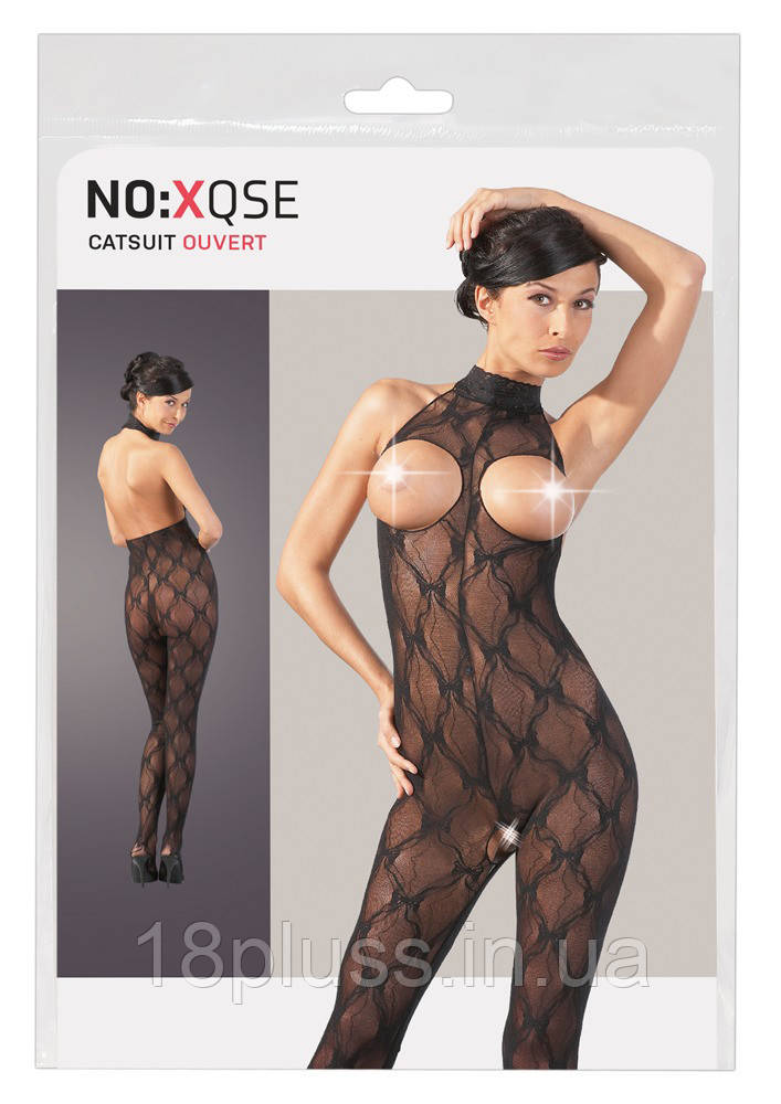 Бодістокінг з відкритими грудьми NO:XQSE Catsuit Black S-L, фото 1