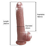 Реалістичний силіконовий фалоімітатор на присосці Erospace Natural Play Silicone Dildo D3, 24 см, фото 9