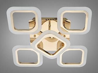 Багатофункціональна світлодіодна люстра 60Вт золото з пультом і димером, сучасна LED люстра з регулюванням яскравості та кольору