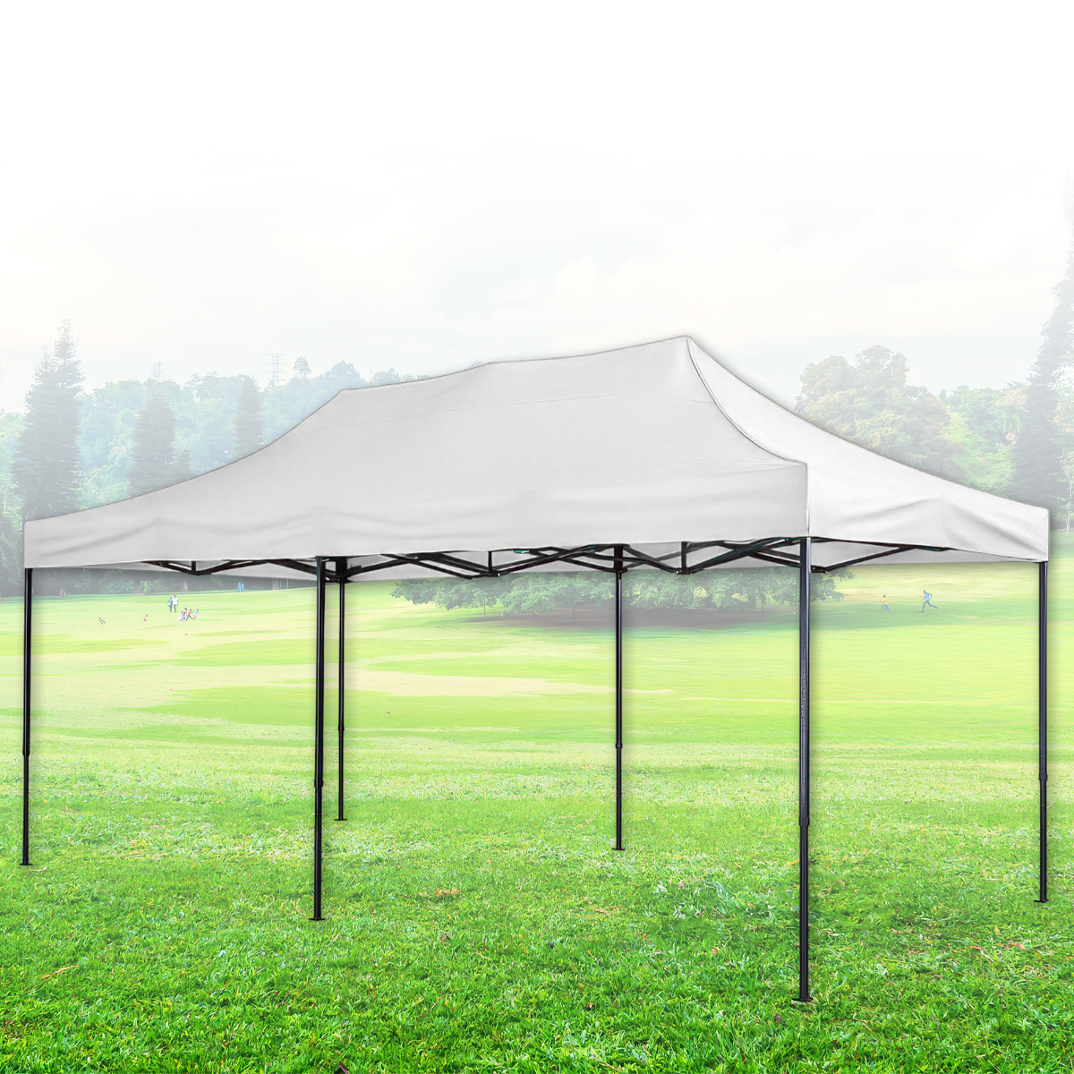 Розсувний намет 3х6 м з чорний сталевим каркасом Білий, фото 1