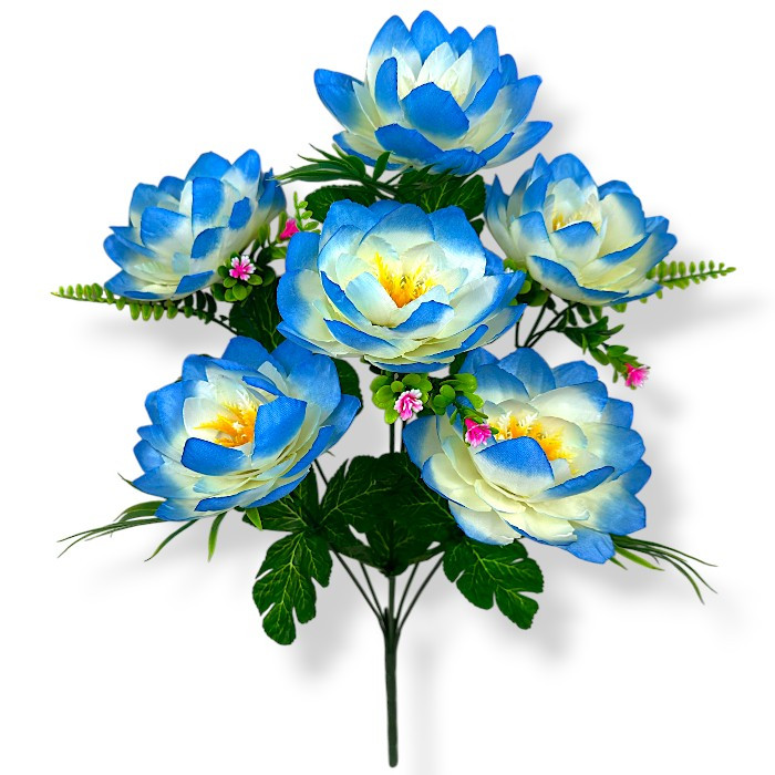 Штучні квіти букет атласні лотоси пишні, 58см, фото 1