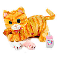 Мама киця та кошенята рижа звуки мелодії анг мова запис голосу 25*22*18см (10002), фото 2