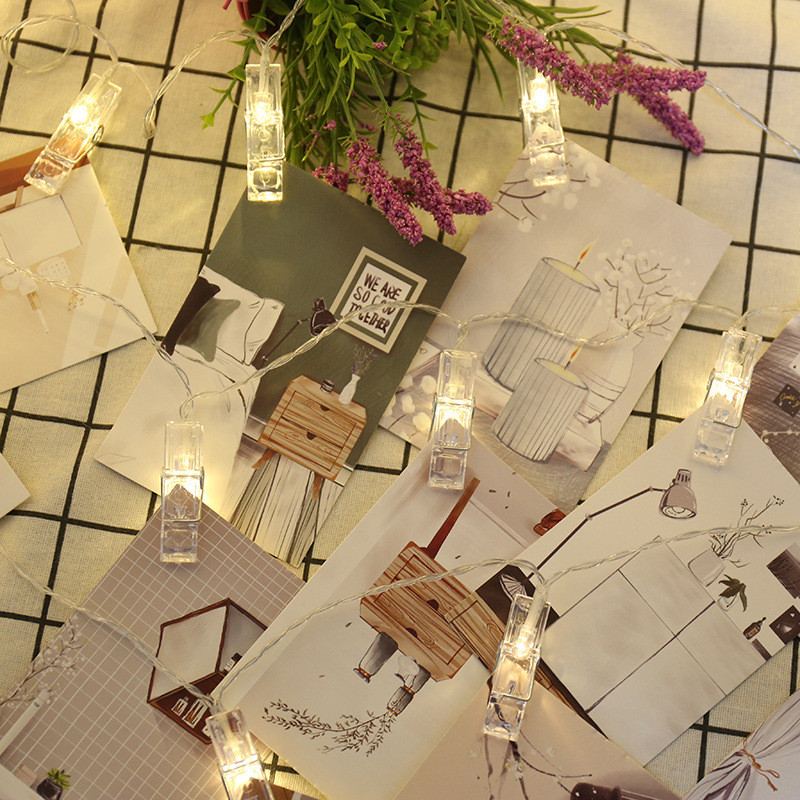 Гірлянда-нитка прищіпки 20 LED довжина 2 метри теплий білий USB, фото 1